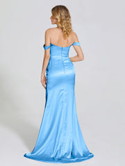 Off The Shoulder Soft Satin Prom Dresses