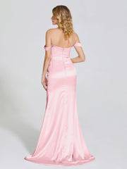 Off The Shoulder Soft Satin Prom Dresses
