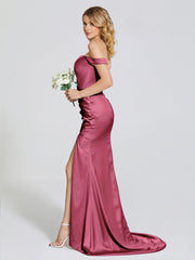 Off The Shoulder Soft Satin Prom Dresses