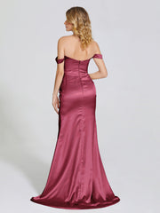 Off The Shoulder Soft Satin Prom Dresses
