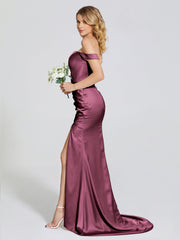 Off The Shoulder Soft Satin Prom Dresses