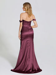 Off The Shoulder Soft Satin Prom Dresses