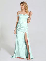 Off The Shoulder Soft Satin Prom Dresses