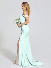 Off The Shoulder Soft Satin Prom Dresses
