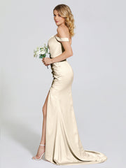 Off The Shoulder Soft Satin Prom Dresses