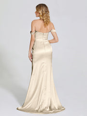 Off The Shoulder Soft Satin Prom Dresses