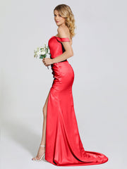 Off The Shoulder Soft Satin Prom Dresses