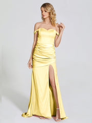 Off The Shoulder Soft Satin Prom Dresses