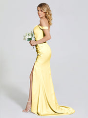 Off The Shoulder Soft Satin Prom Dresses