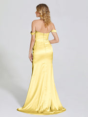 Off The Shoulder Soft Satin Prom Dresses