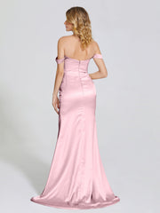 Off The Shoulder Soft Satin Prom Dresses