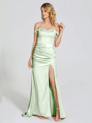 Off The Shoulder Soft Satin Prom Dresses