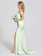 Off The Shoulder Soft Satin Prom Dresses