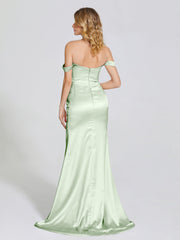Off The Shoulder Soft Satin Prom Dresses