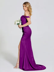 Off The Shoulder Soft Satin Prom Dresses