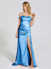 Off The Shoulder Soft Satin Prom Dresses