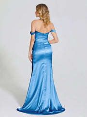 Off The Shoulder Soft Satin Prom Dresses