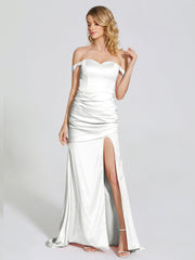 Off The Shoulder Soft Satin Prom Dresses