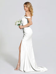 Off The Shoulder Soft Satin Prom Dresses