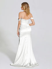 Off The Shoulder Soft Satin Prom Dresses