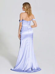 Off The Shoulder Soft Satin Prom Dresses