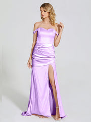 Off The Shoulder Soft Satin Prom Dresses