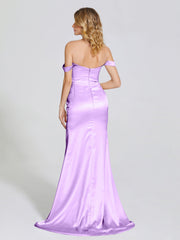 Off The Shoulder Soft Satin Prom Dresses