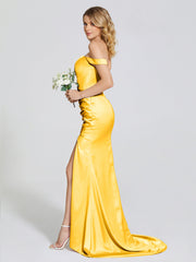 Off The Shoulder Soft Satin Prom Dresses