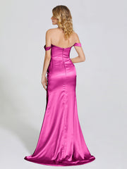 Off The Shoulder Soft Satin Prom Dresses
