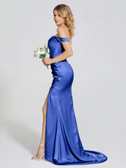 Off The Shoulder Soft Satin Prom Dresses