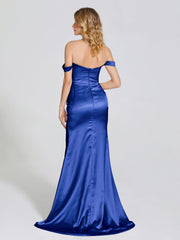 Off The Shoulder Soft Satin Prom Dresses