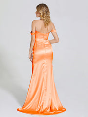 Off The Shoulder Soft Satin Prom Dresses