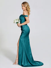Off The Shoulder Soft Satin Prom Dresses