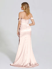 Off The Shoulder Soft Satin Prom Dresses