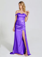 Off The Shoulder Soft Satin Prom Dresses