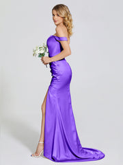 Off The Shoulder Soft Satin Prom Dresses