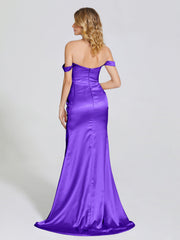 Off The Shoulder Soft Satin Prom Dresses