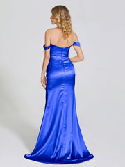 Off The Shoulder Soft Satin Prom Dresses