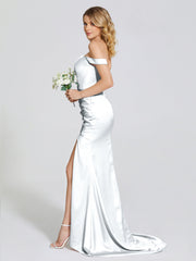 Off The Shoulder Soft Satin Prom Dresses