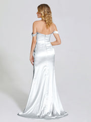 Off The Shoulder Soft Satin Prom Dresses