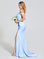 Off The Shoulder Soft Satin Prom Dresses