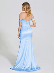 Off The Shoulder Soft Satin Prom Dresses