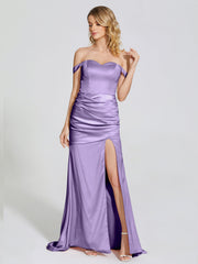 Off The Shoulder Soft Satin Prom Dresses