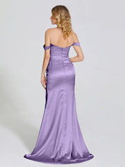 Off The Shoulder Soft Satin Prom Dresses