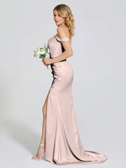 Off The Shoulder Soft Satin Prom Dresses