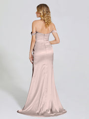 Off The Shoulder Soft Satin Prom Dresses