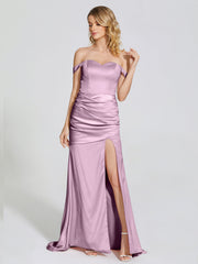 Off The Shoulder Soft Satin Prom Dresses