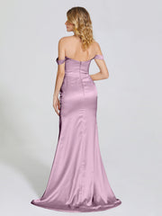 Off The Shoulder Soft Satin Prom Dresses