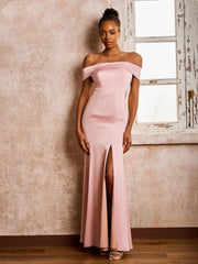 Trumpet/Mermaid Off-the-shoulder Acetate Satin Dresses Dusty Rose