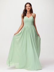 Spaghestti Strap Chiffon Maxi Gowns Dusty Sage